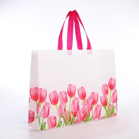 Bag without fastening, white/pink color