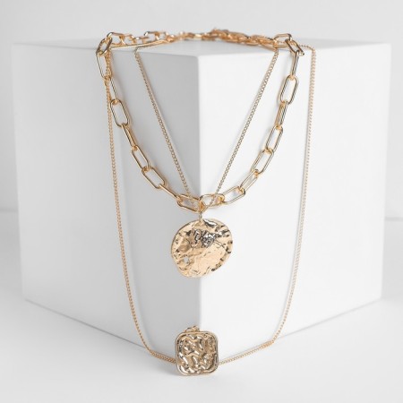 Piece "chain" crumpled circles, color gold, 60 cm