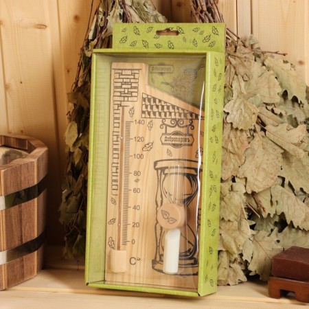 The thermometer for a bath with sand clock is 15 minutes "House", wooden, 28 x 14 cm, Dobroparov-6