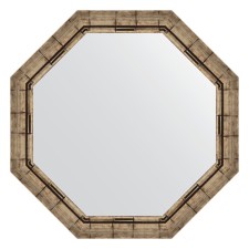 Mirror in the baguette frame, silver bamboo 73 mm, 74x74 cm