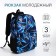 School backpack from textiles on lightning, 3 pockets, blue color