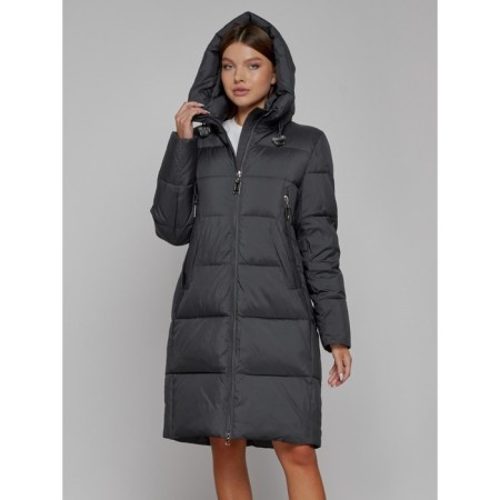 Coat insulated winter female, size 42, dark gray color-4