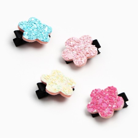 Hair clip "flower" with sparkles, 4 pcs, 2 cm, princesses-2