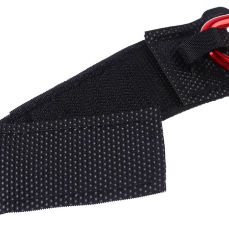 Carabiner for bags for a stroller, for Velcro, eco -leather, black/red color-5