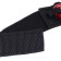 Carabiner for bags for a stroller, for Velcro, eco -leather, black/red color