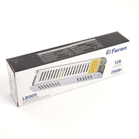 Electronic transformer for 12 W LED tape, Feron, LB009, 16.5A, 200 W-3