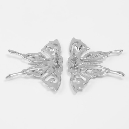 Earrings Metal "Butterfly" openwork, silver color-2