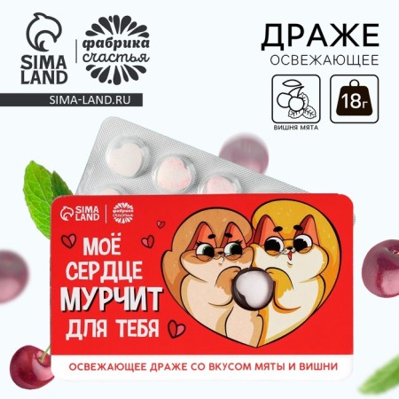 Drage refreshing "purr for you", with the taste of mint and cherry, 18 g.