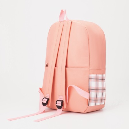 Set of a backpack with a zipper, chover, bag, cosmetic bag, peach color-4