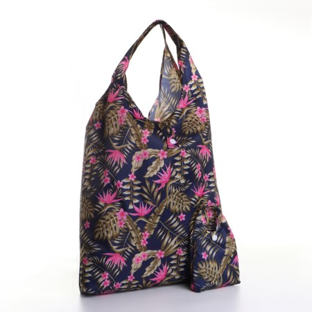 Household bag on the button, folding, blue/multi -colored color