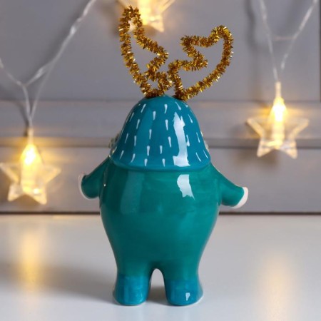 Souvenir Ceramics "Santa Claus, curly beard, cap with ox" Green 14.8x6.8x9.6 cm-2