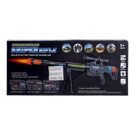 Sniper gun, light and sound effects, vibration, works from batteries-5