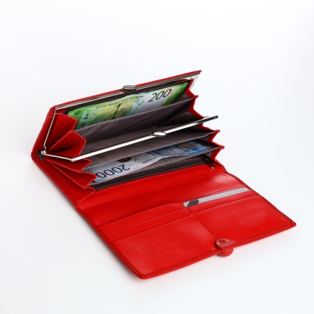 Women's wallet on magnets, red color-3