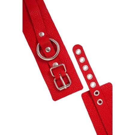 Shackles of Pecado BDSM, soft with eyelets, genuine leather, red-5