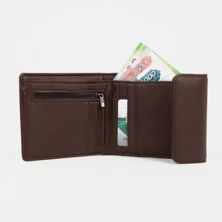 Male purse on a magnet, department for bills, for maps, for coins, brown color-4