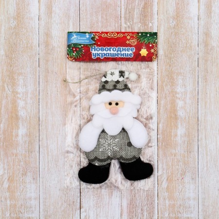 Soft suspension "Santa Claus in a suit with an ornament forest" 8x13 cm, gray-1