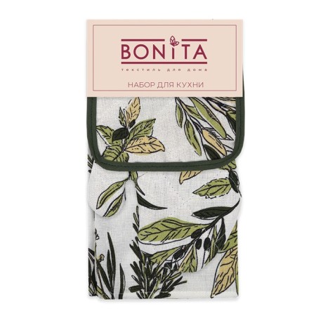 Kitchen "olive": a towel, mitten, take