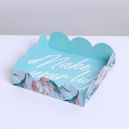 Cookie box, confectionery packaging with PVC lid, Make Your Life Sweet, 10.5 x 10.5 x 3 cm-2