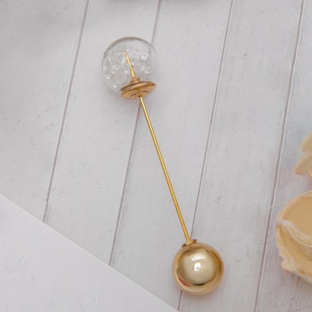 Pin "Magic Ball", 7.7 cm, white color in gold-3