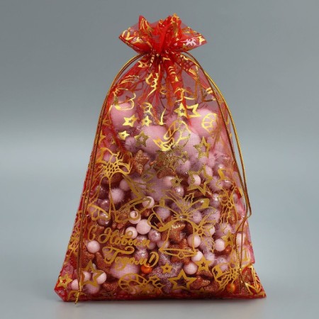 Bag Gift Organza "New Year's toys", 16 x 24 cm +/- 1.5 cm, New Year-1