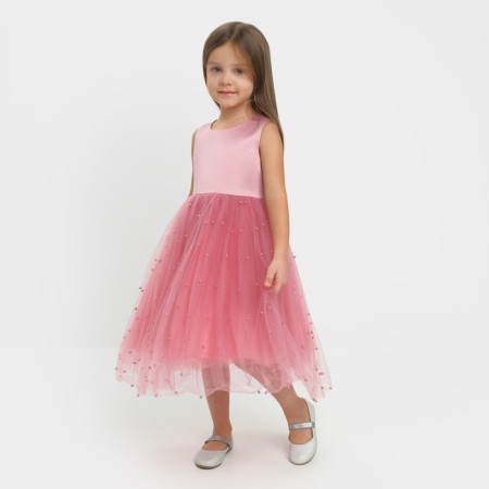 Children's dress with beads kaftan p. 36 (134-140 cm), pink-11