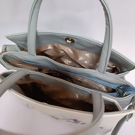 Women's bag Eleganta sky blue flowers-3