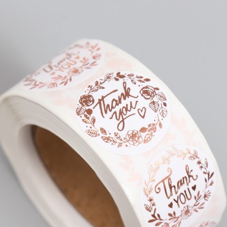 Stick Paper "Golden Flowers. Thank you" d = 2.5 cm 500 pcs in roll-2
