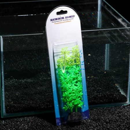 Silicone aquarium plant, glowing in the dark, 8 x 19 cm, green-3