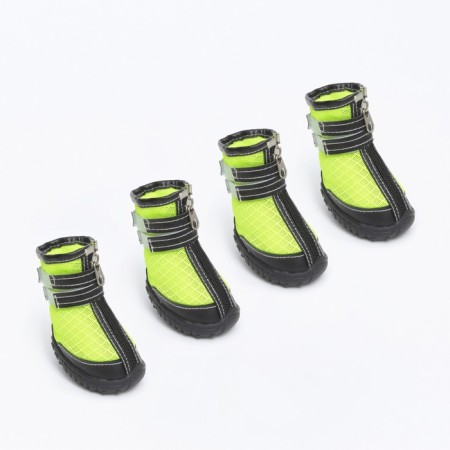 The boots are tall for large dogs, set 4 pcs, size M (sole 9x6.4 cm), black-salam