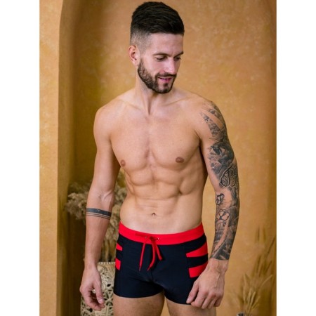 Male bathing panties, size 50, black color, red-1