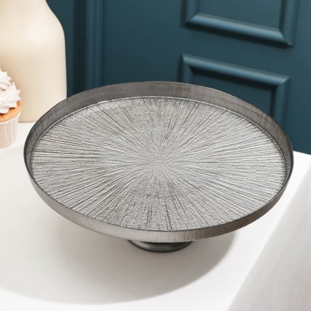 Serving dish for the cake "Link", d = 28 cm, on the leg, silver color-1