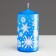 Candle - New Year's "Snowflakes" cylinder, 5x10 cm, blue with silver, mix