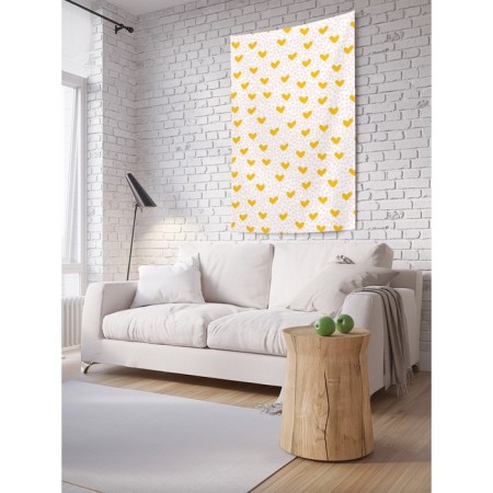 Decorative panel with photo printing "Yellow hearts", vertical, size 150x200 cm