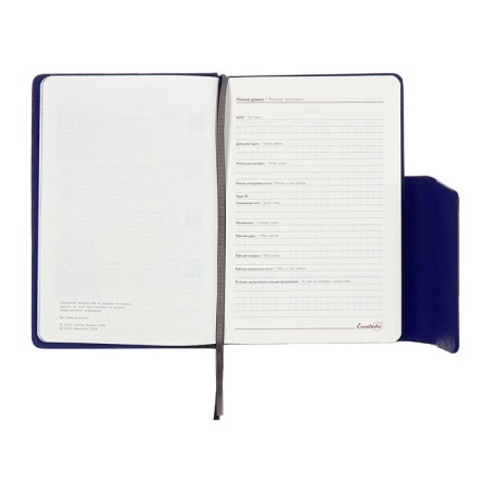 Dated 2025 diary, A5, 176 sheets of Escalada, a solid cover made of artificial leather, pancake embossing, lies, cream block 70 g/m2, blue-8