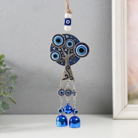 Wind music metal, plastic from the evil eye "tree from the evil eye with 3 bells" 30.5x7x2 cm