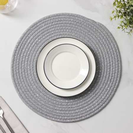 Serving napkin on the table “Shine”, d = 37 cm, gray color-3
