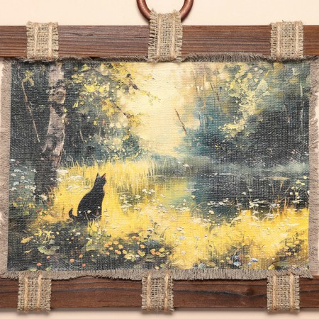 Souvenir Scroll "Cat by the Pond"-2