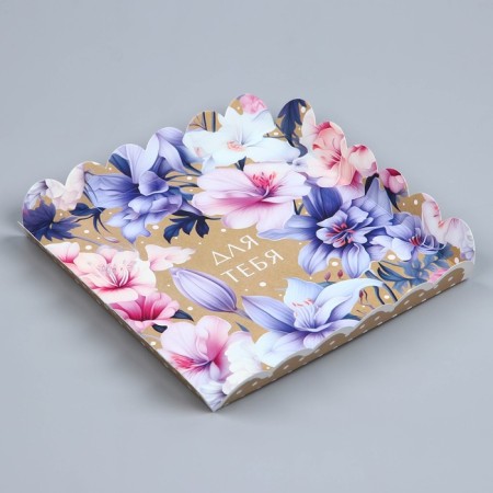 Cookie box, confectionery packaging with PVC lid, “for you”, 21 x 21 x 3 cm-3