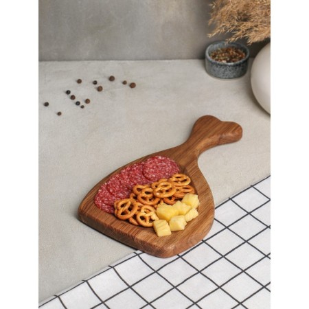 Board for feeding "Bone", 29 × 17 × 2 cm, natural oak-1