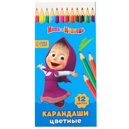 Colored pencils, 12 colors, trihedral, Masha and bear-6