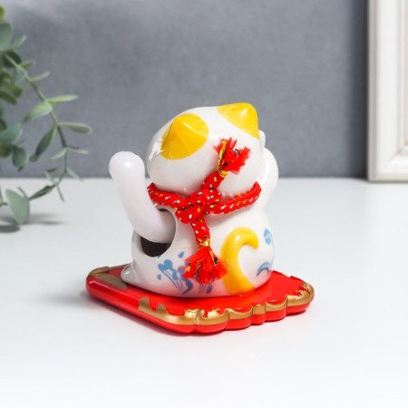Pendulum ceramics "manei-nako with flower" from solar batteries 10x8.3x9.7 cm-4