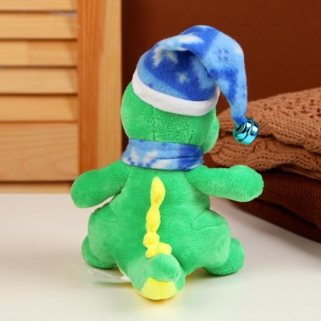 Soft toy "Dragosh", in a blue cap, 15 cm, green color-3