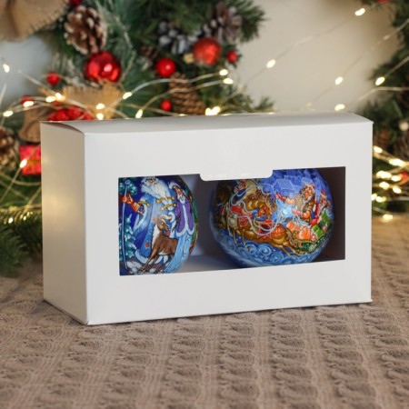 A set of 2 Christmas balls 100 mm "Winter Fairy Tale"-3
