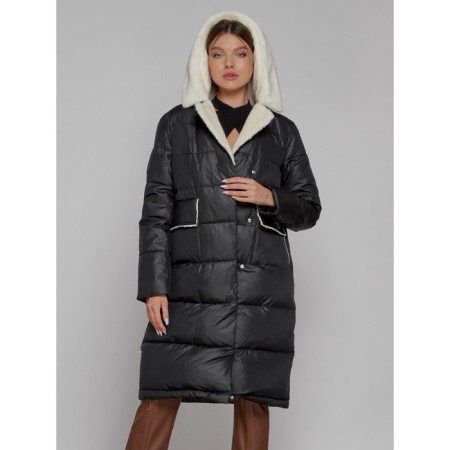 Coat insulated winter female, size 42, black color-4