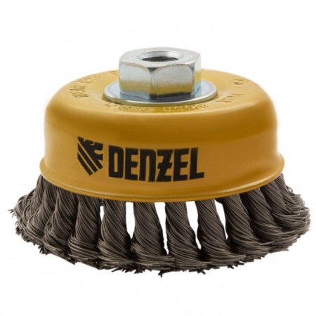 Denzel Ushm brush, 100 mm, M14, cup, twisted stainless steel. wire 0.5 mm-2