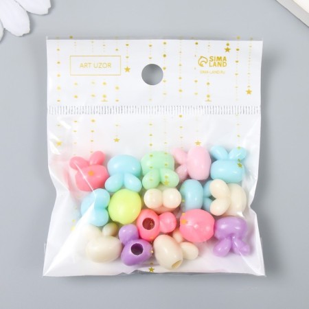 A set of beads for creativity plastic "Bunny. Pastel colors" 15 g 1.5 cm-3