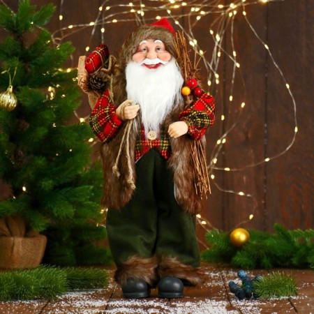 Santa Claus "in a fluffy vest, with twigs" 45 cm
