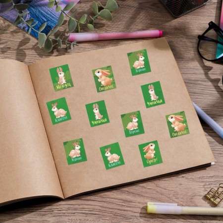 Paper stickers of the rating "Rabbits", 10.5 x 18 cm-2