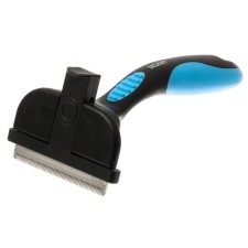 A self-cleaning Delight, with a button, medium, 65 tooth, black and blue