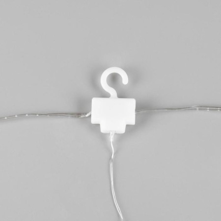 Garland "Curtain" 2.8 × 3 m dew on hooks, IP20, silver thread, 300 LED, white glow, flicker, USB-5